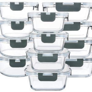 M MCIRCO 24-Piece Glass Food Storage Containers with Upgraded Snap Locking Lids.Glass Meal Prep Containers Set - Airtight Lunch Containers. Microwave. Oven. Freezer and Dishwasher : Home & Kitchen