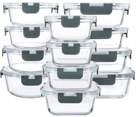 M MCIRCO 24-Piece Glass Food Storage Containers with Upgraded Snap Locking Lids.Glass Meal Prep Containers Set - Airtight Lunch Containers. Microwave. Oven. Freezer and Dishwasher : Home & Kitchen